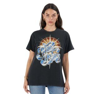 MadeWorn Willie Nelson Tee T Shirt Top Womens XL Black Crew Neck Short Sleeve